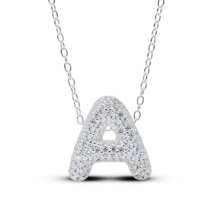 Be You Women's Silver Sterling Cubic Zirconia Initial Necklace