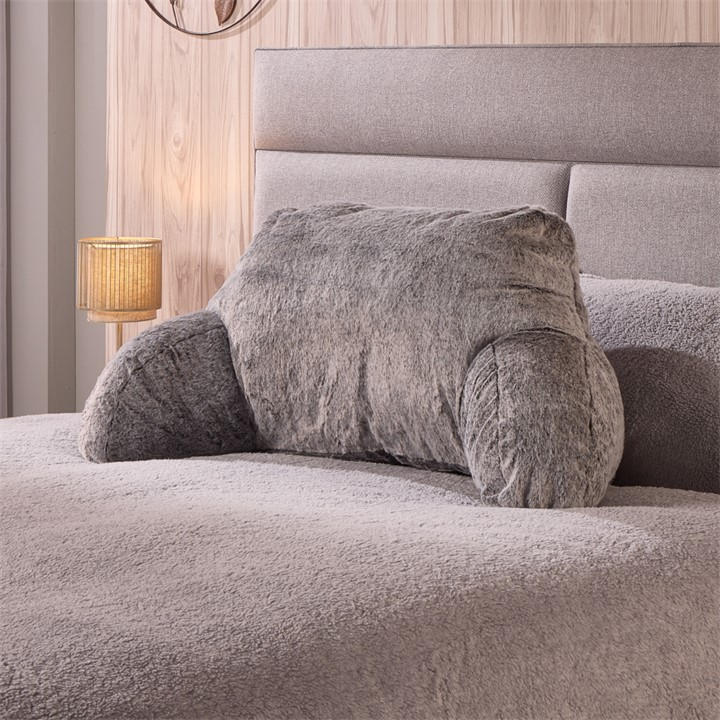 Downland  Grey Luxury Faux Fur Cuddle Cushion, Sports Direct
