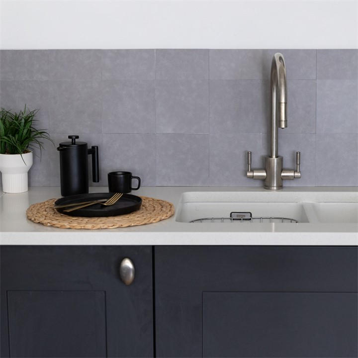 D C Fix  Grey Self Adhesive Vinyl Wall Tiles Cement Dark in Size 0.42 SQM, Sports Direct