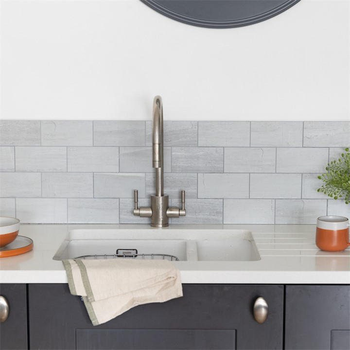 D C Fix  Grey Self Adhesive Premium Wall Tiles Concrete in Size PACK 10, Sports Direct