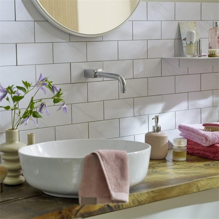 D C Fix  Grey Self Adhesive Premium Wall Tiles Marble in Size PACK 10, Sports Direct