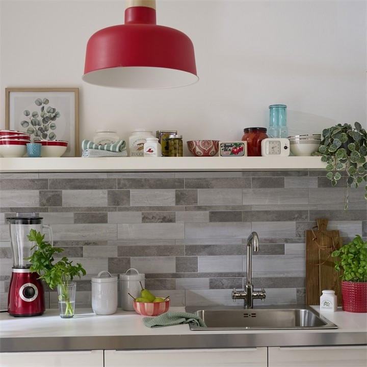 D C Fix  Grey Self Adhesive Premium Wall Tiles Mosaic Stone in Size PACK 10, Sports Direct