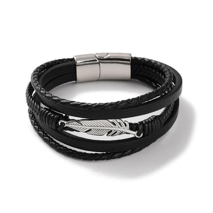 Aye Do Gifts Men's Black Angel Feather Bracelet, Sports Direct