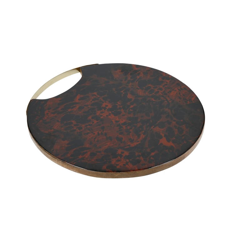 Artesà Gold Mango Wood Round Serving Platter With Tortoiseshell Resin Finish - Wood - Mango Wood - Serving Platter - Image 4