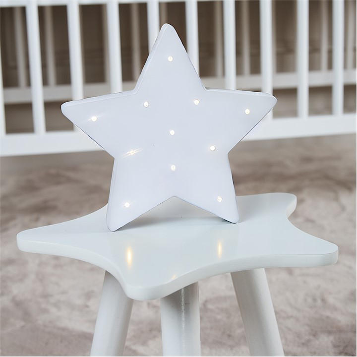 Purflo  White Wooden Star Nursery Light, Sports Direct