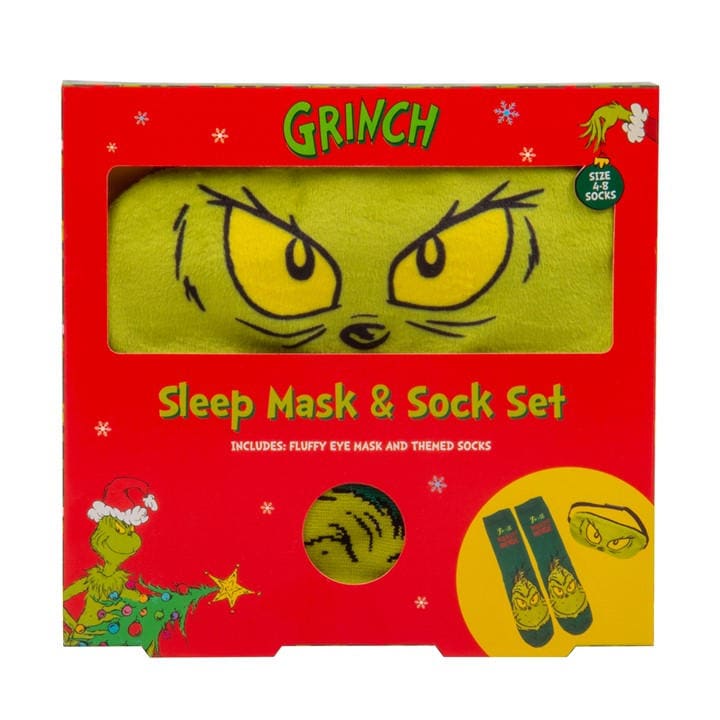 The Grinch  Green Grinch Sock & Sleep Mask Set, Sports Direct