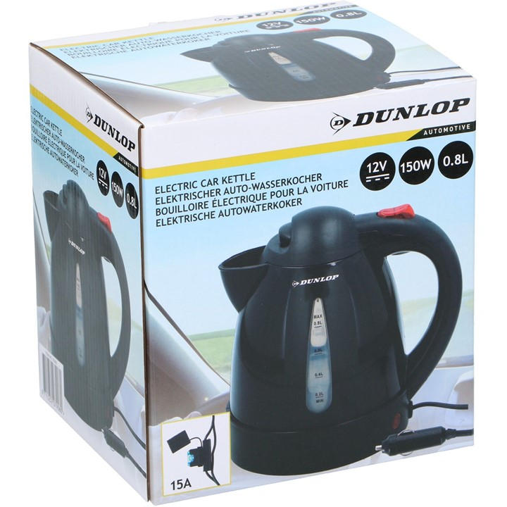 Dunlop  Black Car Kettle 0.8L 12V 150W, Sports Direct