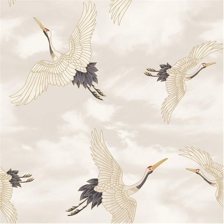 Catherine Lansfield  White Cranes Wallpaper, Sports Direct