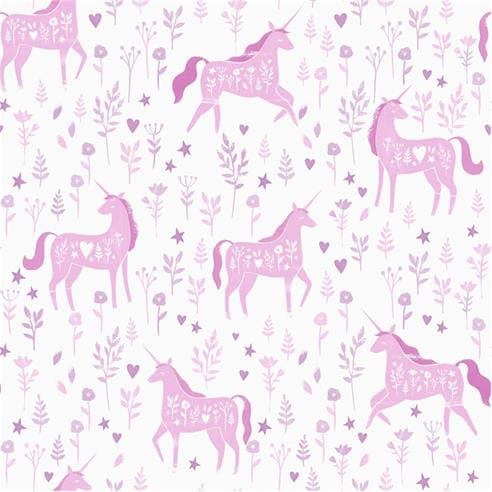 Catherine Lansfield - Folk Unicorn Wallpaper