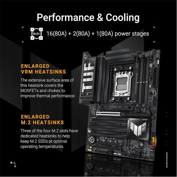 Black - ASUS - TUF GAMING X870-PLUS WIFI - AMD Motherboard
