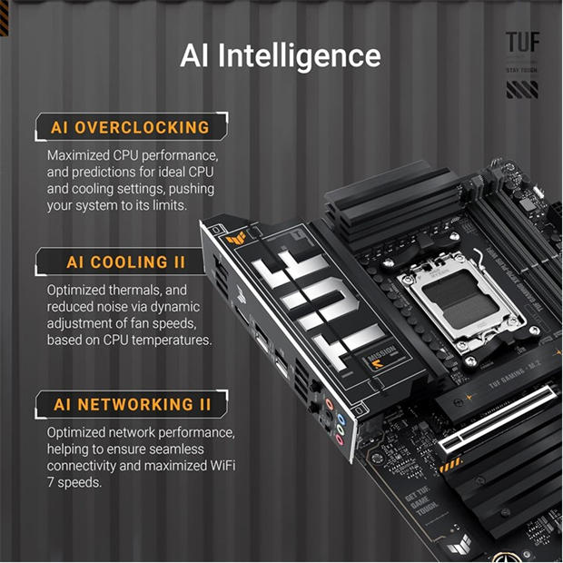 Black - ASUS - TUF GAMING X870-PLUS WIFI - AMD Motherboard