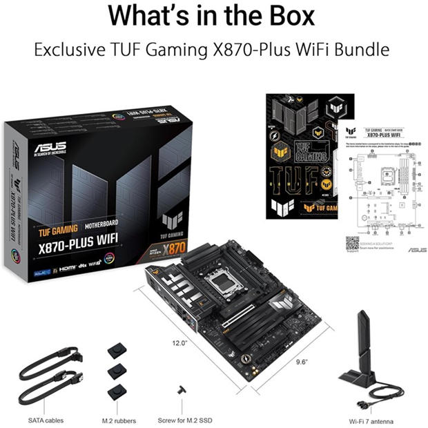Black - ASUS - TUF GAMING X870-PLUS WIFI - AMD Motherboard