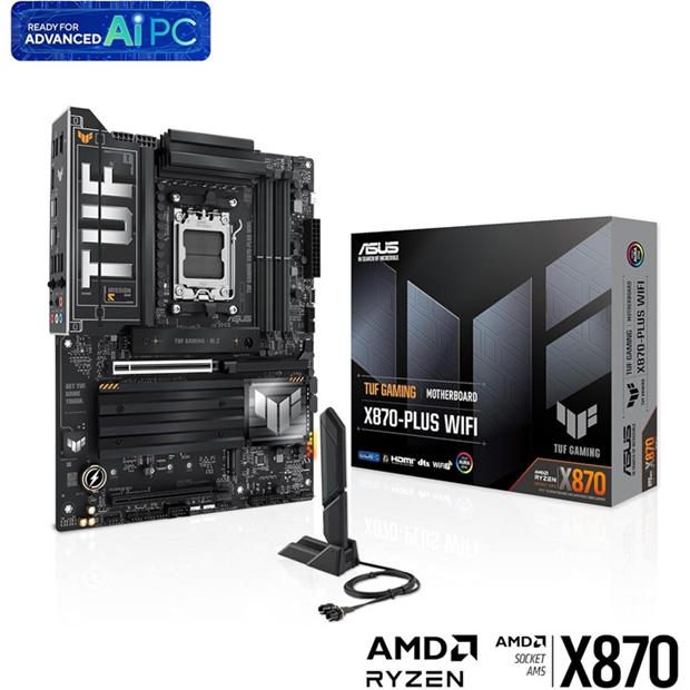Black - ASUS - TUF GAMING X870-PLUS WIFI - AMD Motherboard