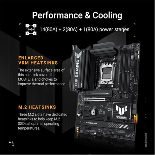Black - ASUS - TUF GAMING B850-PLUS WIFI - AMD Motherboard