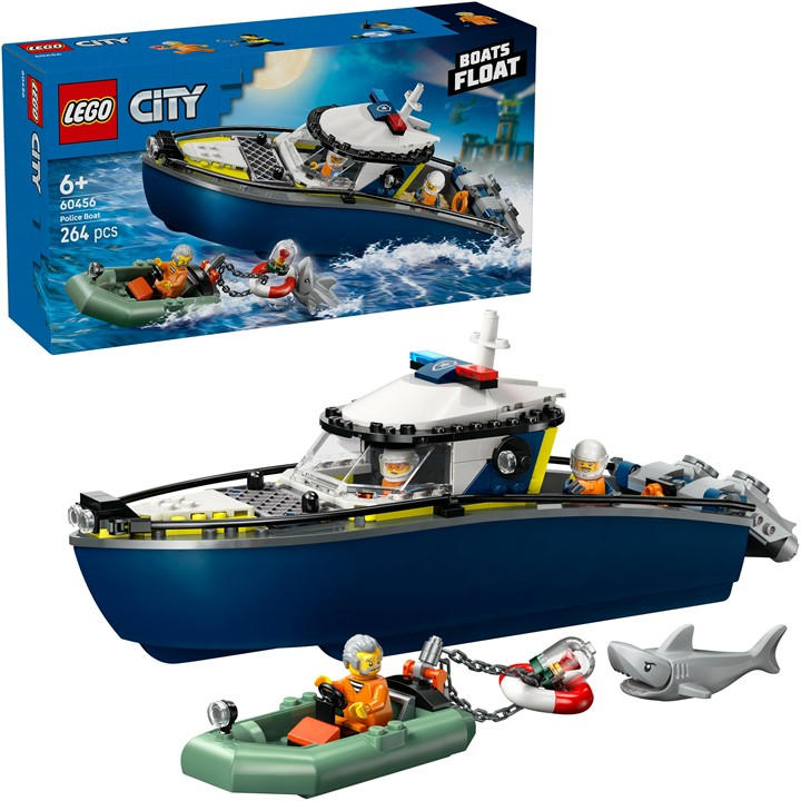 Lego Boys  Lego® City Police Boat Chase Toy With A Floatable Speedboat And Dinghy 60456, Sports Direct