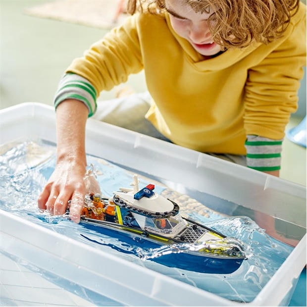 Police Boat - LEGO - LEGO® City Police Boat Chase Toy with a Floatable Speedboat and Dinghy 60456