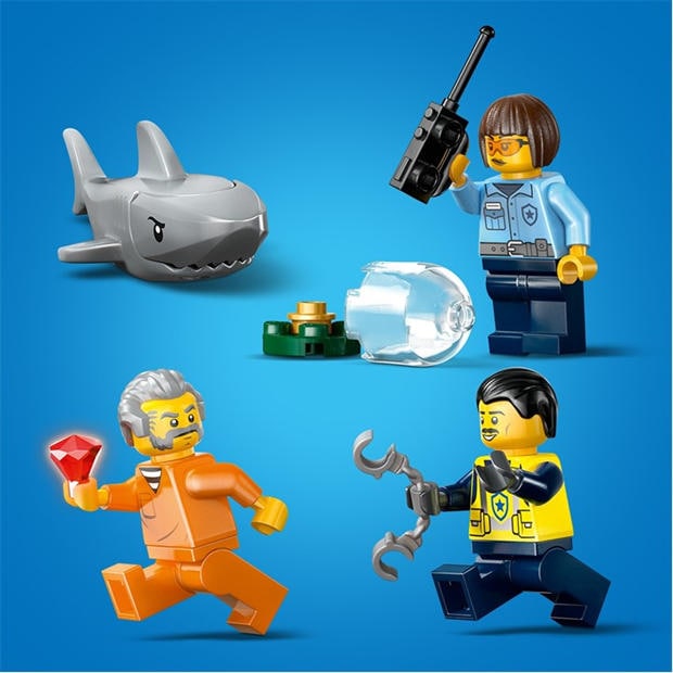 Police Boat - LEGO - LEGO® City Police Boat Chase Toy with a Floatable Speedboat and Dinghy 60456