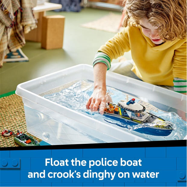 Police Boat - LEGO - LEGO® City Police Boat Chase Toy with a Floatable Speedboat and Dinghy 60456