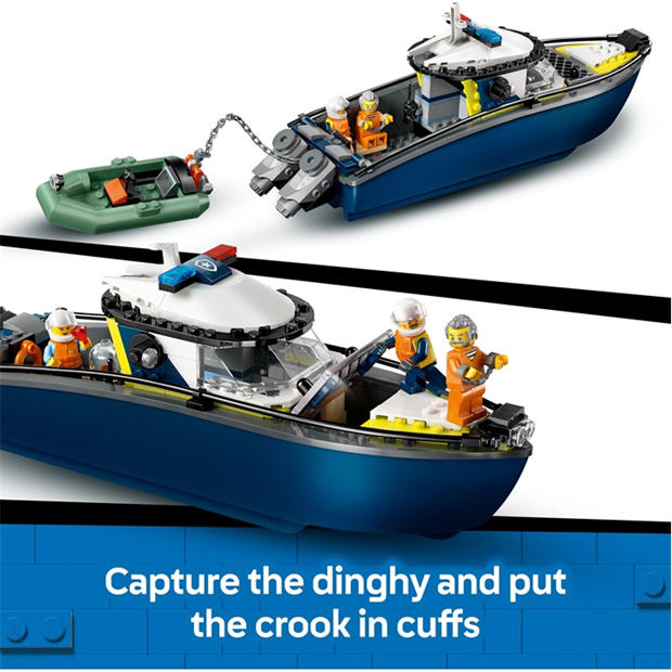 Police Boat - LEGO - LEGO® City Police Boat Chase Toy with a Floatable Speedboat and Dinghy 60456