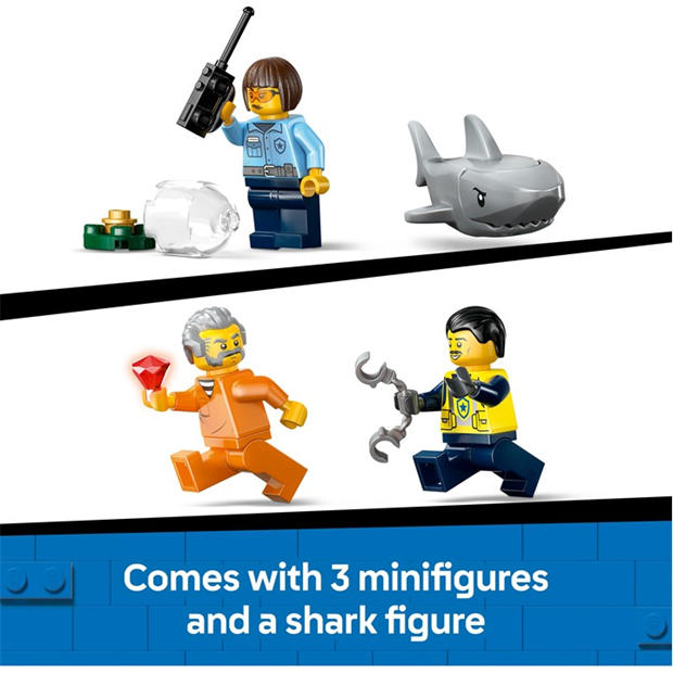 Police Boat - LEGO - LEGO® City Police Boat Chase Toy with a Floatable Speedboat and Dinghy 60456