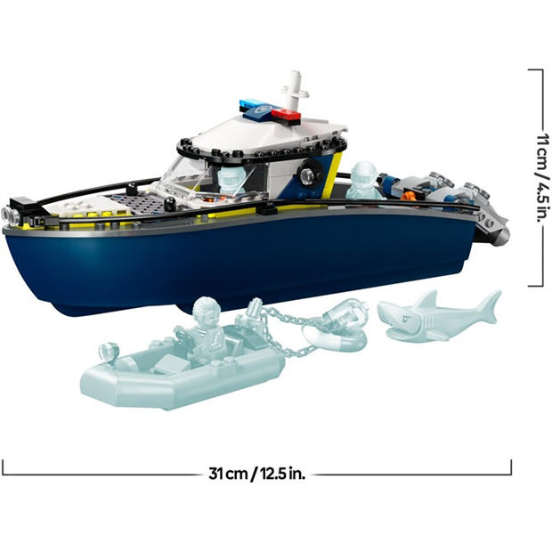 Police Boat - LEGO - LEGO® City Police Boat Chase Toy with a Floatable Speedboat and Dinghy 60456