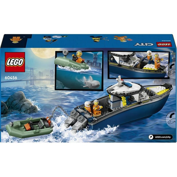 Police Boat - LEGO - LEGO® City Police Boat Chase Toy with a Floatable Speedboat and Dinghy 60456