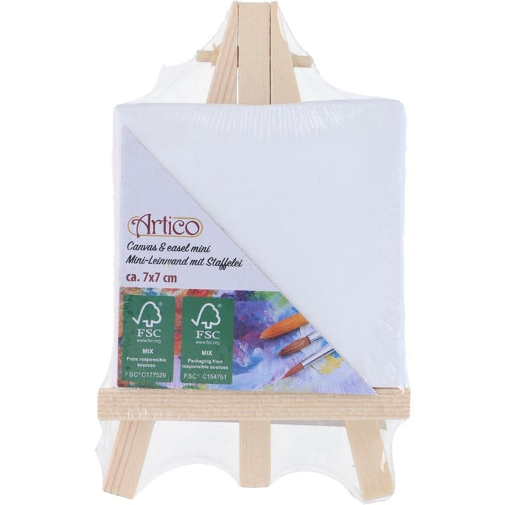 Edco  White Mini Canvas With Easel 7X7cm, Sports Direct