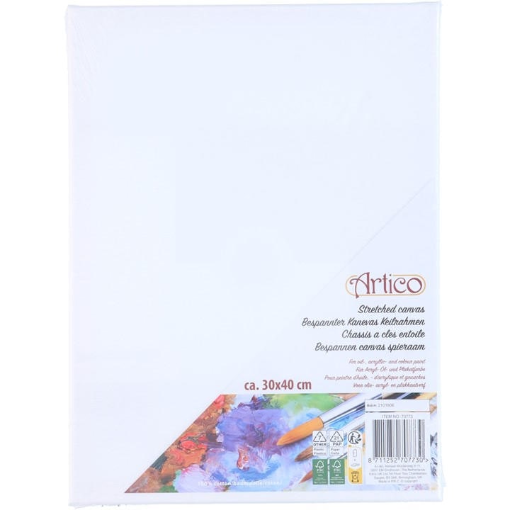 Edco  White Stretched Canvas 30X40cm, Sports Direct