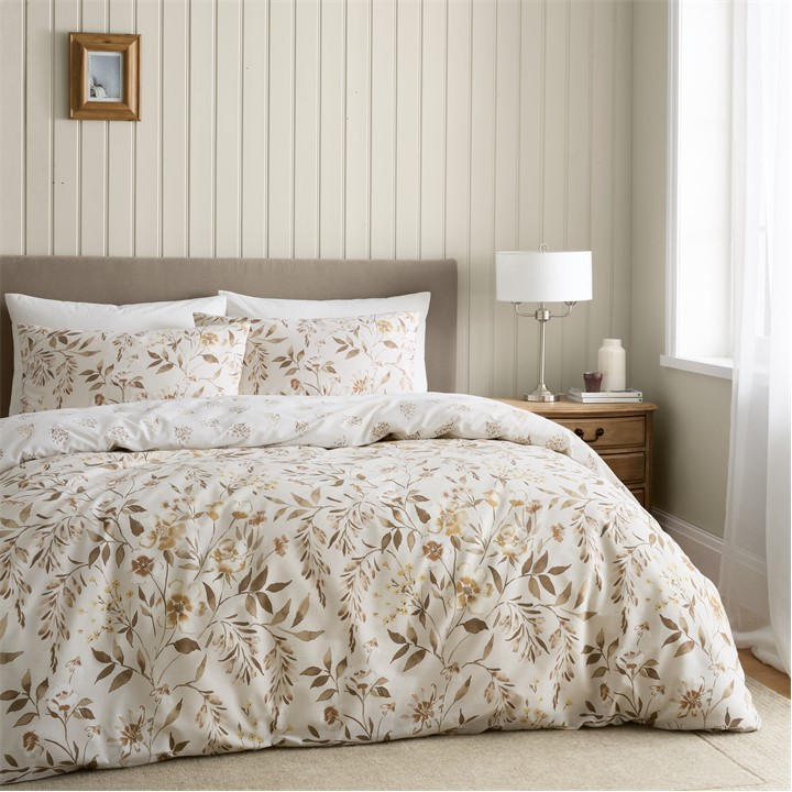 Catherine Lansfield White Isadora Floral Reversible Duvet Cover Set - Natural - Single - Image 4