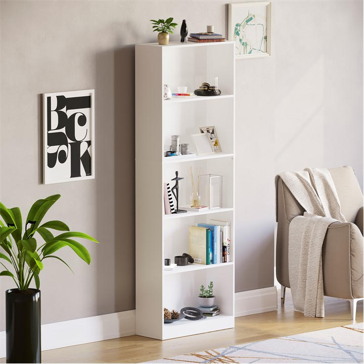 Lassic  White Vida Designs Cambridge 5 Tier Extra Large Bookcase, Sports Direct