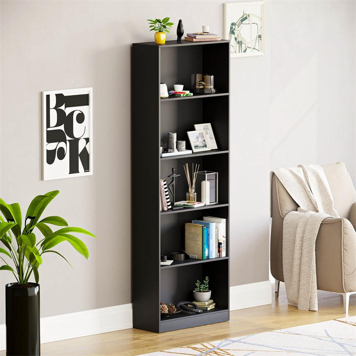Lassic  Black Vida Designs Cambridge 5 Tier Extra Large Bookcase, Sports Direct