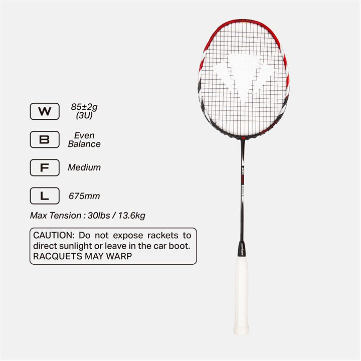 Carlton  Red Aero Boom Badminton Racket, Sports Direct