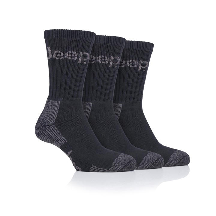 Jeep Men's Black 3 Pack Terrain Boot Sock in Size 7 - 11, Sports Direct
