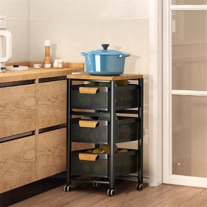 Life Ideas  Black 4-Tier Pull-Out Storage Rack For Kitchen, Sports Direct