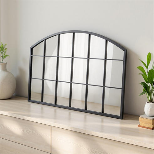 LIFE IDEAS - Arched Wall Mirror for Decor Black Framed Wall