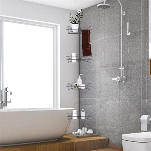 LIFE IDEAS - 4 Tier Metal Corner Shower Shelf Black