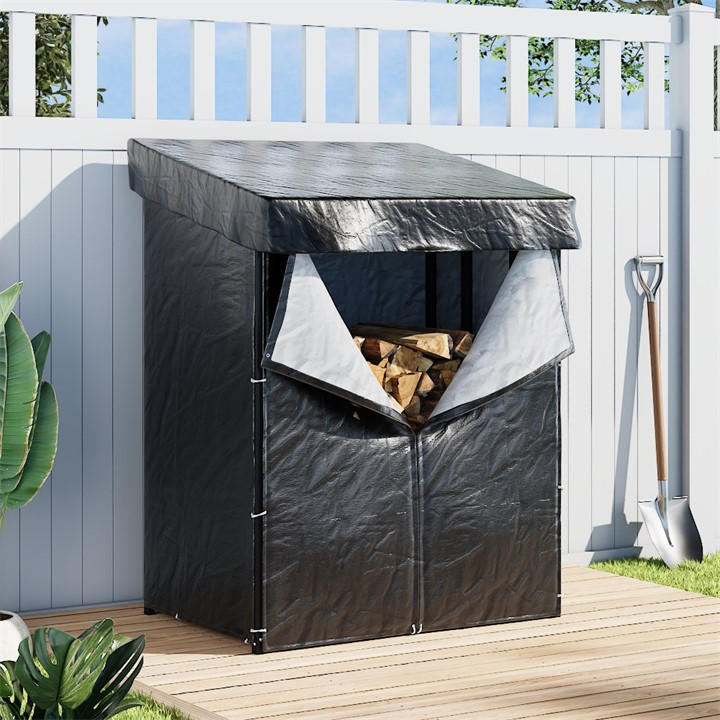 Breeins  Grey 145Cm Metal Firewood Rack With Roof Cover, Sports Direct