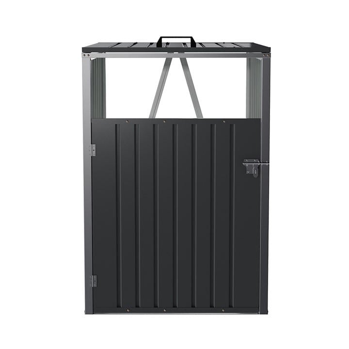 Breeins  Black Metal Outdoor Garbage Bin Shed For 1 Trash Bin, Sports Direct