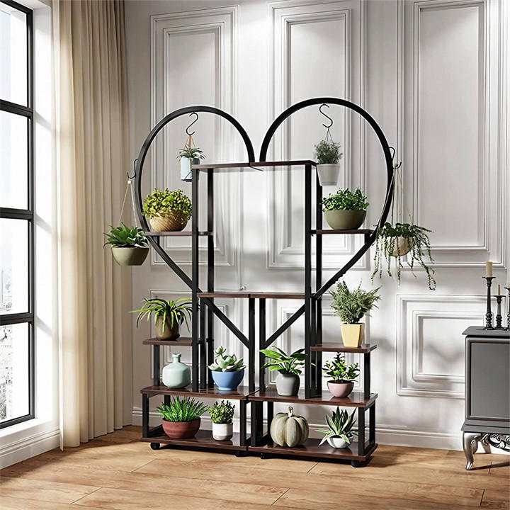 Life Ideas  Brown And Black 2X Half-Heart Tiered Plant Stand Brown, Sports Direct