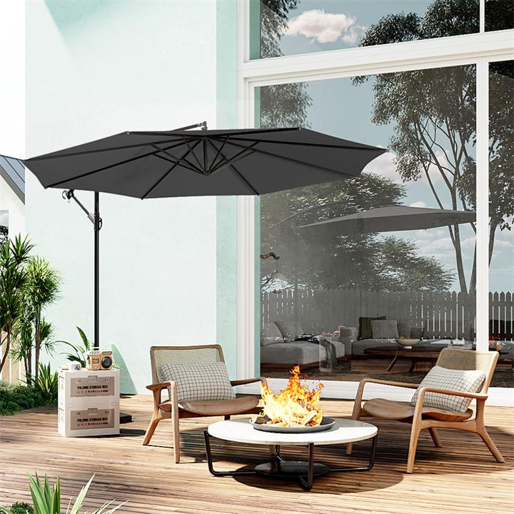 Breeins  Grey 3M Banana Cantilever Patio Parasol, Sports Direct