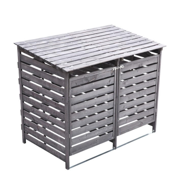 Breeins  Grey Spruce Wood Garbage Can Garden Storage Shed, Sports Direct