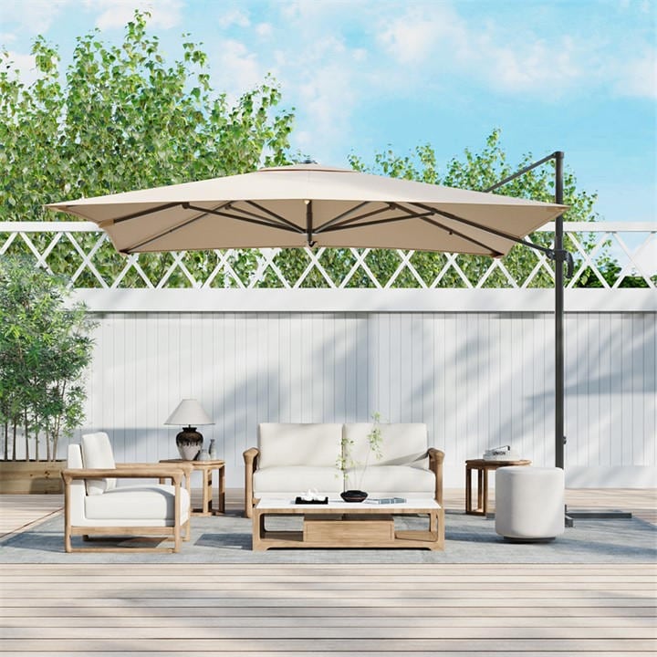 Breeins  Brown Large Square Outdoor Cantilever Parasol, Sports Direct