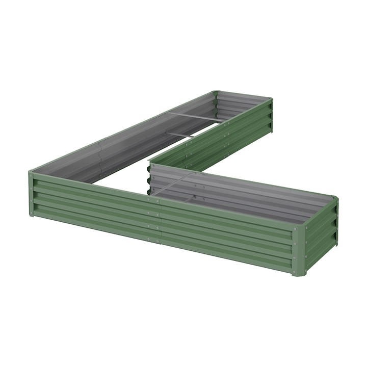 Breeins  Green L-Shaped Galvanized Steel Raised Garden Bed, Sports Direct