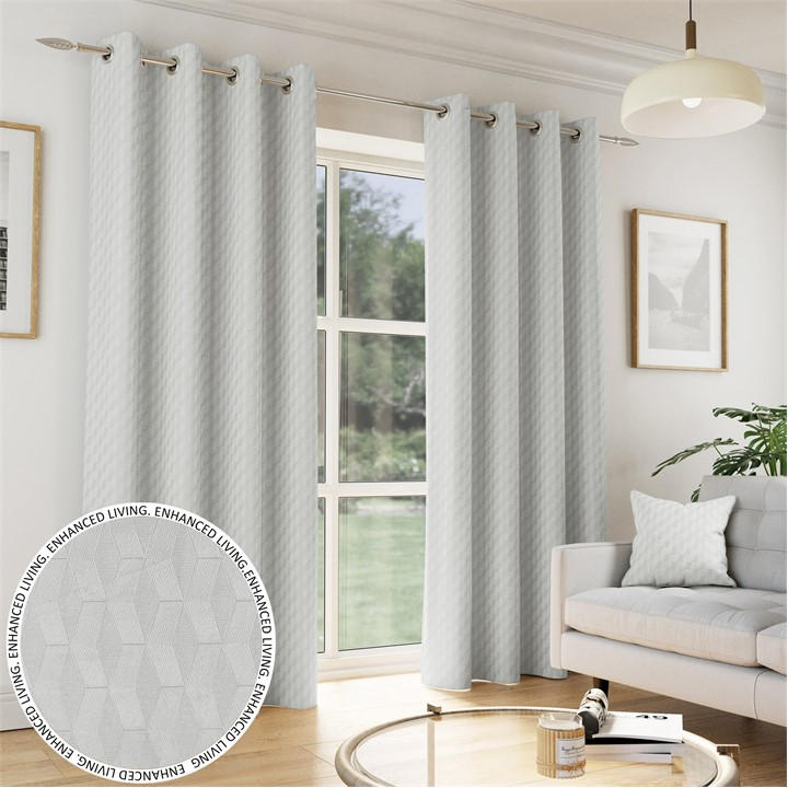 Enhanced Living  Grey Tokyo Room Darkening Velvet Eyelet Curtains, Sports Direct