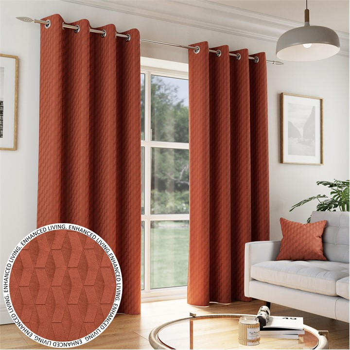 Enhanced Living  Orange Tokyo Room Darkening Velvet Eyelet Curtains in Size 45x54, Sports Direct