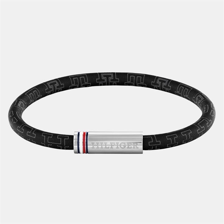 Tommy Hilfiger Men's Black ’S Cord Leather Bracelet, Sports Direct