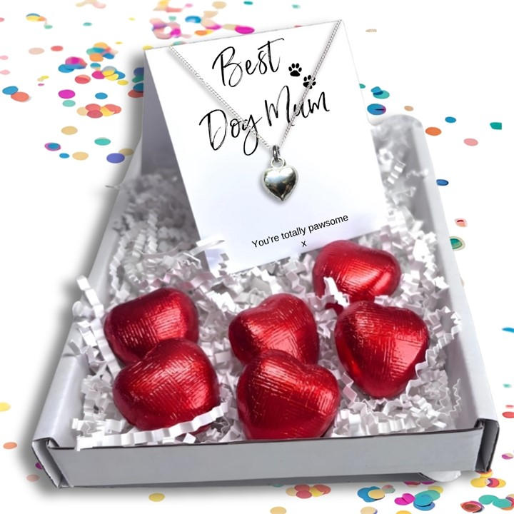 Hearts  Women's  Best Dog Mum  Hamper Heart Necklace, Football by Aye Do Gifts in Size Mini Gift, Sports Direct