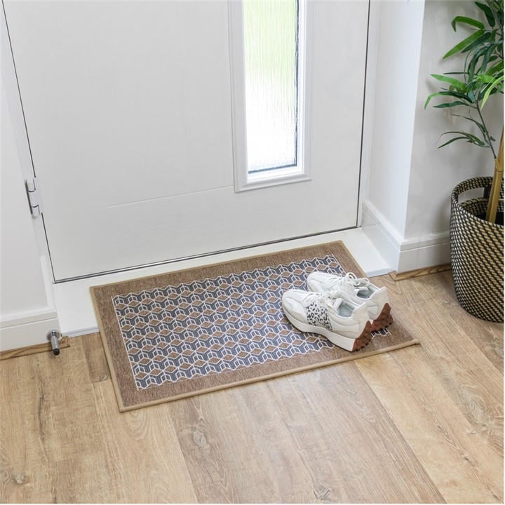 Jvl  Beige Allure Machine Washable Entrance Doormat And Rug in Size 50x75cm, Sports Direct