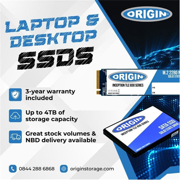 Black - Origin - Origin Inception 1TB PCIE 4.0 NVMe M.2 3D TLC 30mm SSD