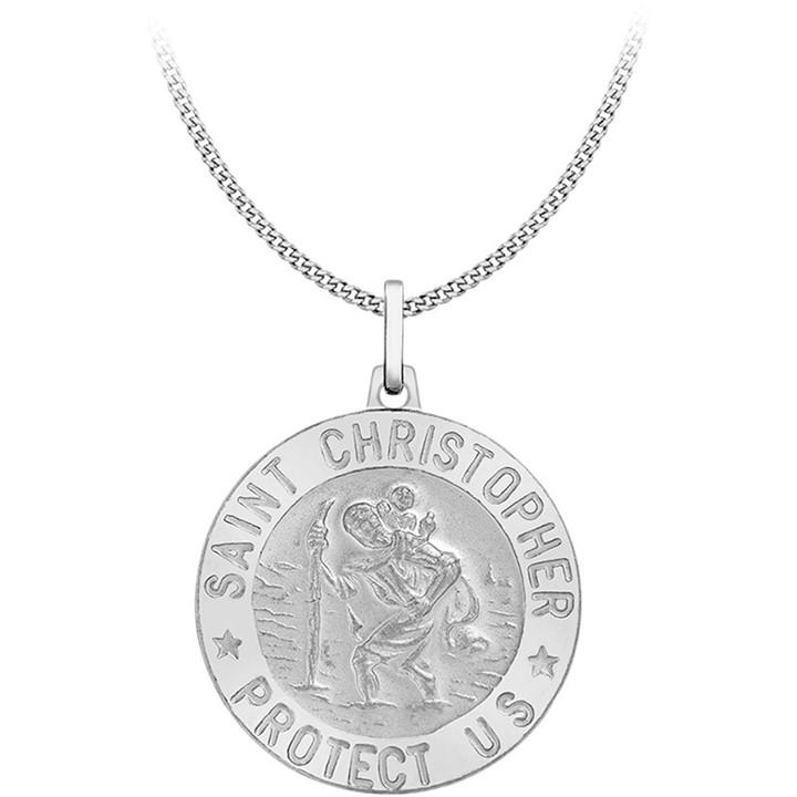 Be You Women's Silver Sterling St Christopher Necklace, Sports Direct